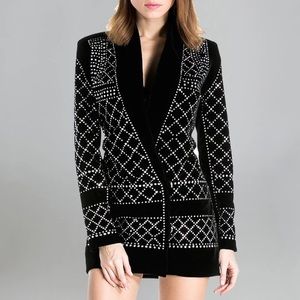 NWT MISS ORD Studded Velvet Blazer Chic Long M